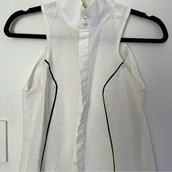 Josh Goot Sleeveless Cotton Tuxedo Blouse, White with details Black lines Sz S - Picture 4 of 9